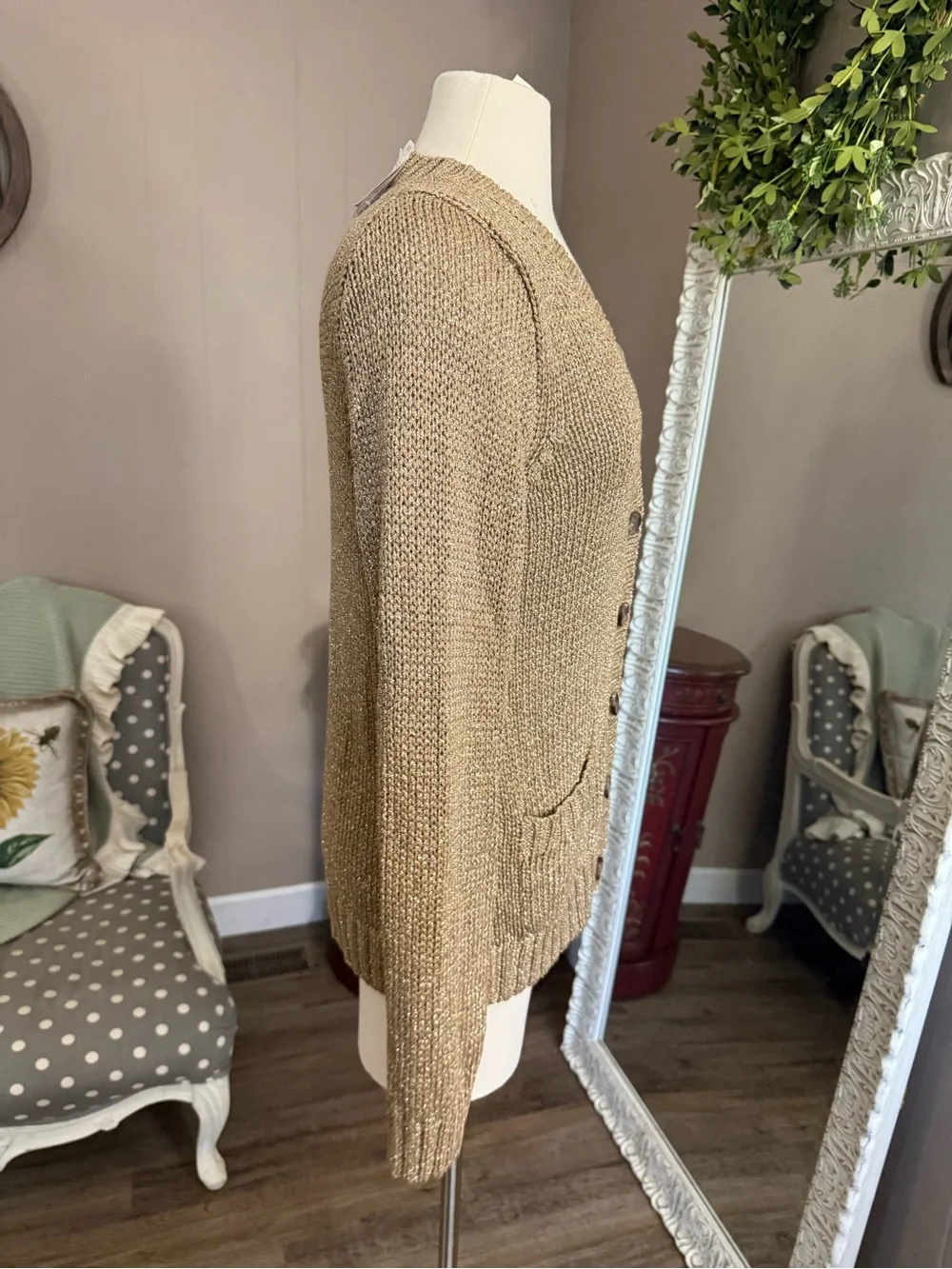 J. Crew • Metallic and Gold Cardigan